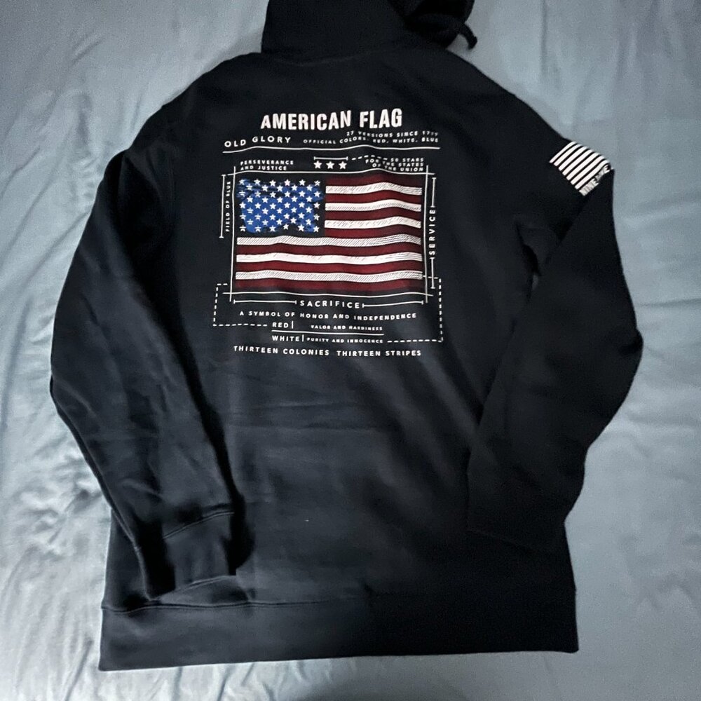 Nine Line Apparel Hoodie Mens Large Blue Flag USA Graphic